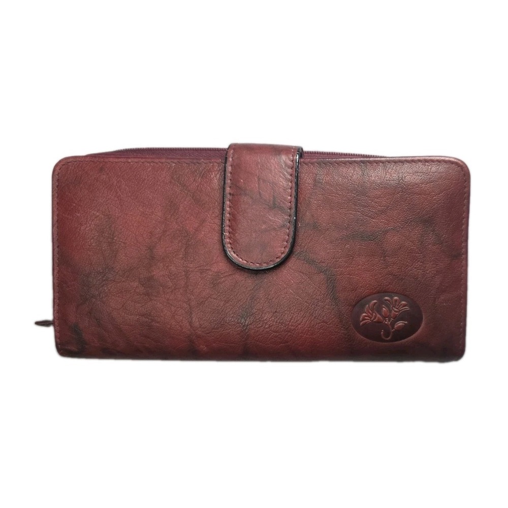 Vintage 80s Buxton Heiress NWT Top Grain Leather Checkbook WalletClutch Burgundy
